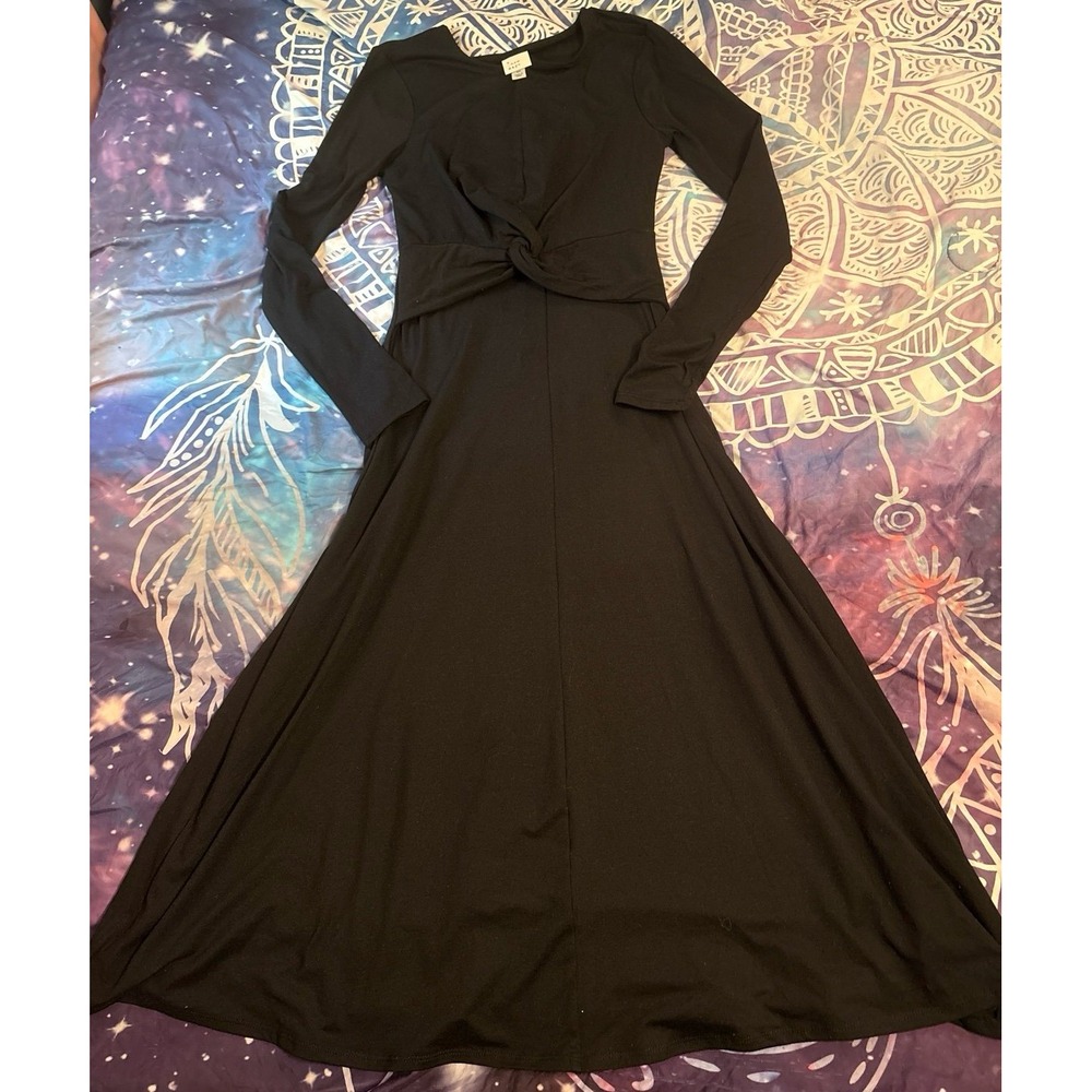 NEW‎ A New Day Black Longsleeve Twist Front Midi Dress, XS - Picture 2 of 6